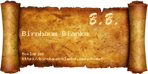 Birnbaum Blanka névjegykártya